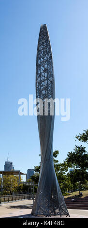 Modernes, stilvolles Denkmal auf eine Stadt, Park in der Nähe von Kangaroo Point Cliffs, in Brisbane, Australien Stockfoto