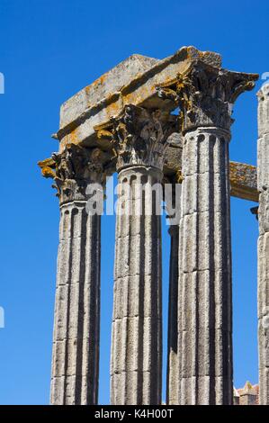 Ruinen der römischen Tempel der Diana in Evora, Portugal Stockfoto