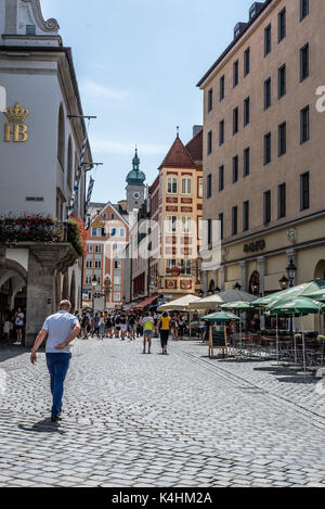 Das hofbräuhaus am Platzl in einem sonnigen München Tag des Sommers Stockfoto