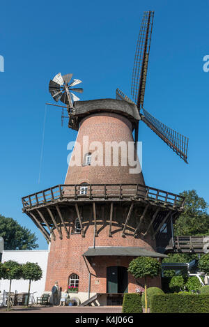 Klostermühle Lahde, Windmühle und Wassermühle, Petershagen, Minden-Lübbecke, Westfälische Mühlenstraße Stockfoto