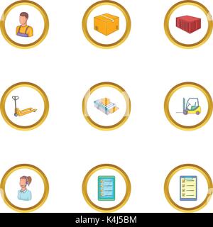 Lager Icons Set, Cartoon-Stil Stock Vektor