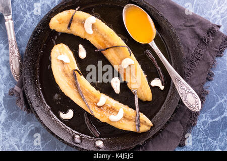Gebackene Bananen Rezept. Bananendessert. Stockfoto