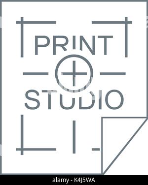 Print Studio Logo, einfachen Stil Stock Vektor