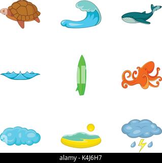 Flut Icons Set, Cartoon-Stil Stock Vektor