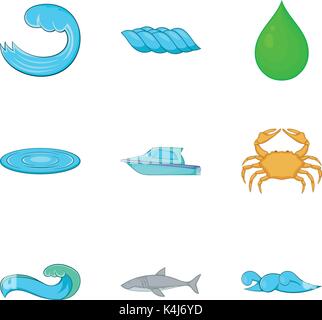 Flüssige Symbole, Cartoon Stil Stock Vektor