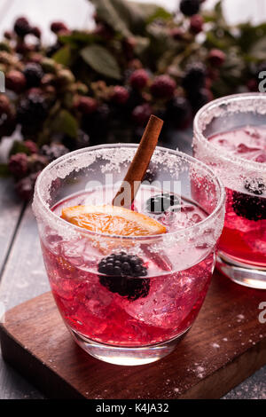 Blackberry Lemonade. Dieses erfrischende Getränk ist aromatisch, süß und so lecker.Feiertage und Veranstaltungen trinken. Stockfoto