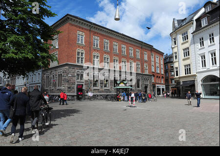 Die lebendige Fußgängerzone Innenstadt in Aarhus, Dänemark Stockfoto