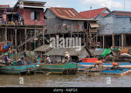 Pfahlbauten am Tonle Sap See, Kampong phluk, Siem Reap, Kambodscha Stockfoto