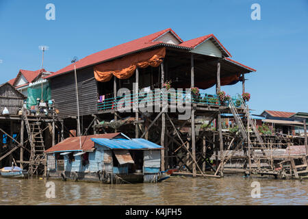 Pfahlbauten am Tonle Sap See, Kampong phluk, Siem Reap, Kambodscha Stockfoto