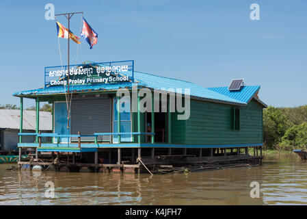 Grundschule am Tonle Sap See, Kampong phluk, Siem Reap, Kambodscha Stockfoto