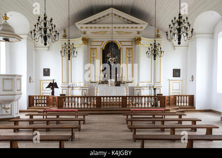 Innenansicht der Kirche auf der Festung von Minden, Minden, Cape Breton Island, Nova Scotia, Kanada Stockfoto