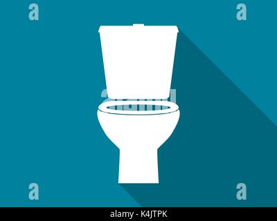 Wc-Schüssel flache Symbol mit langen Schatten. Vector Illustration Stock Vektor