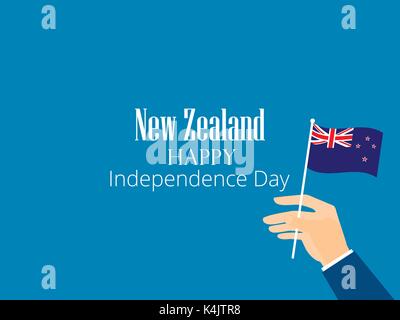 Hand hält eine Neuseeland Flagge, Independence Day. Vector Illustration Stock Vektor