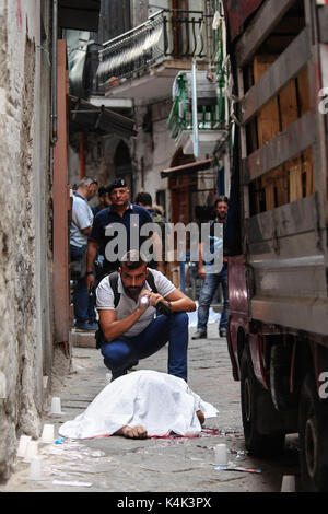 Neapel, Italien. 6. September 2017. Zwei Mord der Camorra in Neapel, die Opfer Edoardo Amoruso Schwager des Giuliano Brüder, der ehemalige Chef der Forcella ist Salvatore Dragonetti Credit: Unabhängige Fotoagentur Srl/Alamy leben Nachrichten Stockfoto