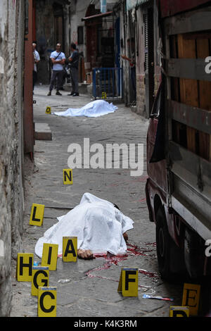 Neapel, Italien. 6. September 2017. Zwei Mord der Camorra in Neapel, die Opfer Edoardo Amoruso Schwager des Giuliano Brüder, der ehemalige Chef der Forcella ist Salvatore Dragonetti Credit: Unabhängige Fotoagentur Srl/Alamy leben Nachrichten Stockfoto