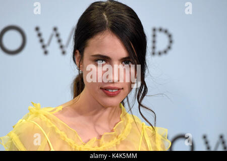 Margaret Qualley bei einem Sommerfest der Signatur" Kenzo Welt' in Madrid am Mittwoch, 06. September 2017. Stockfoto