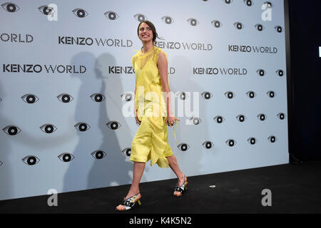 Margaret Qualley bei einem Sommerfest der Signatur" Kenzo Welt' in Madrid am Mittwoch, 06. September 2017. Stockfoto