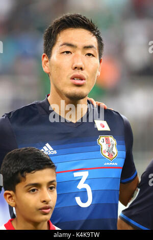 Jeddah, Saudi Arabien. 5. Sep 2017. Gen Shoji (JPN) Fußball / Fussball: FIFA WM Russland asiatischen Qualifier 2018 Endrunde Gruppe B Match zwischen Saudi-Arabien 1-0 Japan bei König Abdullah Sport City Stadium in Jeddah, Saudi-Arabien. Credit: kenzaburo Matsuoka/LBA/Alamy leben Nachrichten Stockfoto