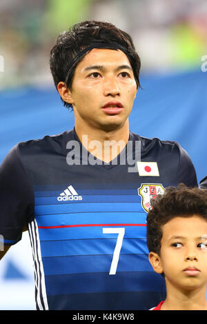 Jeddah, Saudi Arabien. 5. Sep 2017. Gaku Shibasaki (JPN) Fußball / Fussball: FIFA WM Russland asiatischen Qualifier 2018 Endrunde Gruppe B Match zwischen Saudi-Arabien 1-0 Japan bei König Abdullah Sport City Stadium in Jeddah, Saudi-Arabien. Credit: kenzaburo Matsuoka/LBA/Alamy leben Nachrichten Stockfoto