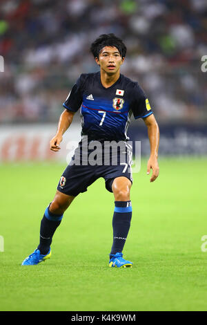 Jeddah, Saudi Arabien. 5. Sep 2017. Gaku Shibasaki (JPN) Fußball / Fussball: FIFA WM Russland asiatischen Qualifier 2018 Endrunde Gruppe B Match zwischen Saudi-Arabien 1-0 Japan bei König Abdullah Sport City Stadium in Jeddah, Saudi-Arabien. Credit: kenzaburo Matsuoka/LBA/Alamy leben Nachrichten Stockfoto