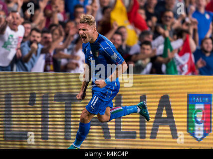 Reggio Emilia, Italien. 5. Sep 2017. Ciro unbeweglich (ITA) Fußball: Ciro unbeweglich von Italien feiert nach ihrem ersten Ziel zählen während der FIFA WM Russland 2018 European Qualifier Gruppe G Match zwischen Italien 1-0 Israel bei Mapei Stadion in Reggio Emilia, Italien. Credit: Maurizio Borsari/LBA/Alamy leben Nachrichten Stockfoto