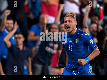 Reggio Emilia, Italien. 5. Sep 2017. Ciro unbeweglich (ITA) Fußball: Ciro unbeweglich von Italien feiert nach ihrem ersten Ziel zählen während der FIFA WM Russland 2018 European Qualifier Gruppe G Match zwischen Italien 1-0 Israel bei Mapei Stadion in Reggio Emilia, Italien. Credit: Maurizio Borsari/LBA/Alamy leben Nachrichten Stockfoto