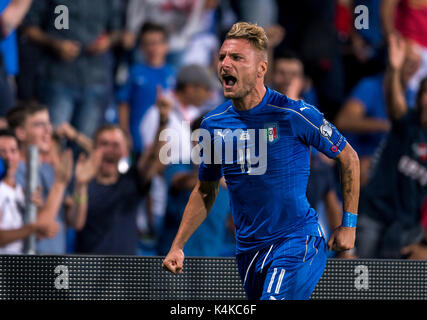 Reggio Emilia, Italien. 5. Sep 2017. Ciro unbeweglich (ITA) Fußball: Ciro unbeweglich von Italien feiert nach ihrem ersten Ziel zählen während der FIFA WM Russland 2018 European Qualifier Gruppe G Match zwischen Italien 1-0 Israel bei Mapei Stadion in Reggio Emilia, Italien. Credit: Maurizio Borsari/LBA/Alamy leben Nachrichten Stockfoto