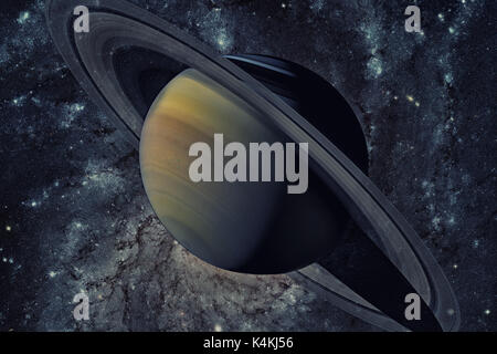 Sonnensystem - Saturn. Es ist der sechste Planet von der Sonne und der zweitgrößte im Sonnensystem. Es ist ein Gas riesigen Planeten und hat ein Ringsystem. Stockfoto