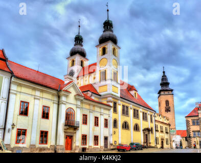 Heiligen Namen Jesu Kirche in Telc, Tschechische Republik Stockfoto