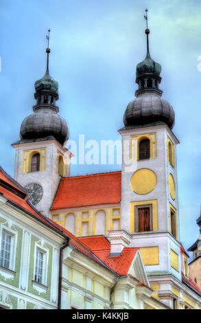 Heiligen Namen Jesu Kirche in Telc, Tschechische Republik Stockfoto