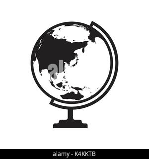 Globus Symbol Vektor mit Asien und Australien Karte. Flache Symbol auf dem weißen Hintergrund. Vector Illustration. Stock Vektor