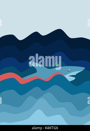 Shark Attack. Zusammenfassung Hintergrund. Stock Vektor