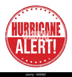 Hurricane alert grunge Stempelabdruck auf weißem Hintergrund, Vector Illustration Stock Vektor