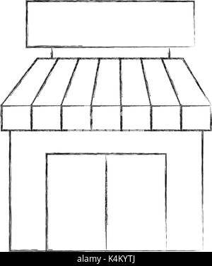 Store Lebensmittelgeschäft Gebäude Außenfassade isoliert auf weißem Hintergrund Stock Vektor