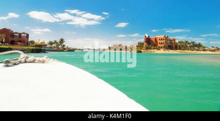 Kanäle, Gebäuden und Resort in El Gouna Resort. Ägypten, Nordafrika Stockfoto