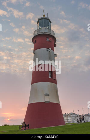 Smeatons Turm bei Sonnenuntergang, Plymouth, Großbritannien. Stockfoto