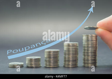 Tolles Konzept der Einsparungen, Wirtschaft, Haufen von Münzen. Stockfoto