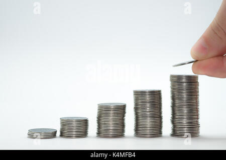 Tolles Konzept der Einsparungen, Wirtschaft, Haufen von Münzen. Stockfoto