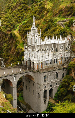 Kolumbien, Kirche von Las Lajas von 1916 bis 1948 erbaut ist ein beliebtes Ziel für Gläubige aus allen Teilen Lateinamerikas, topographi Stockfoto