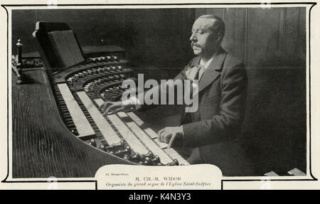 Charles-Marie Widor (Jean-Albert) an der Orgel von Saint-Sulpice Kirche französische Organist, Lehrer und Komponist (1844-1937) Stockfoto