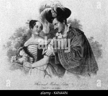 GOETHE - FAUST Madame Berger als "Gretchen"; Eduard Schütz als "Faust" - in der ersten Aufführung von Goethes 'Faust' Stockfoto