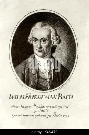 Wilhelm Friedemann Bach, Portrait.  Ältester Sohn von Johann Sebastian Bach und Maria Barbara. Deutscher Komponist und Organist., 1710-1784. Stockfoto