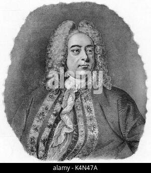 Georg Friedrich Händel aus einer Zeichnung durch P Wurster. Deutsch-englischer Komponist, 23. Februar 1685 - 14. April 1759 Stockfoto