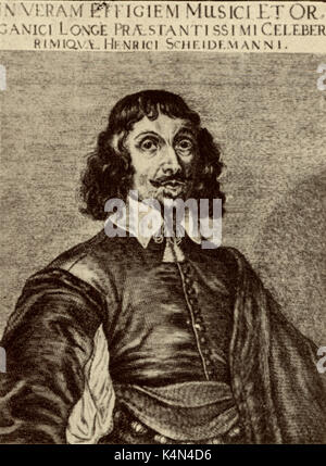 SCHEIDEMANN, Heinrich. Deutscher Organist und Komponist, 1596 - 1663. Stich von J. F. Fleischberger, 1652. Stockfoto