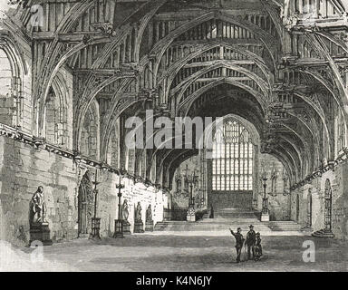 Westminster Hall aus dem frühen 19. Jahrhundert, vor der Restaurierung von Charles Barry Stockfoto