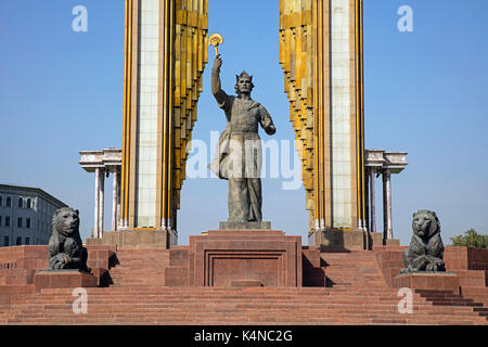 Ismail Samani Denkmal auf Dousti Square, Gründer der Dynastie der Samaniden in Duschanbe, Tadschikistan Stockfoto
