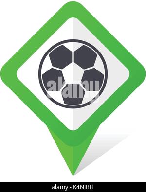 Fussball grüne quadratische Zeiger vektor Icon in eps 10 auf weißem Hintergrund mit Schatten. Stock Vektor