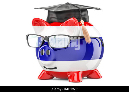 Einsparungen für Bildung in Thailand Konzept, 3D-Rendering auf weißem Hintergrund Stockfoto