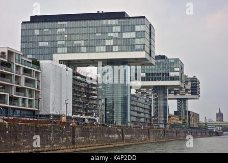 Kran Häuser in Rheinauharbor, Köln, Deutschland Stockfoto