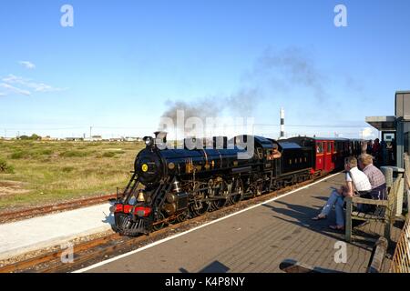 Dampfmaschine auf der Romney, Hythe und Dymchurch Railway in Dungeness Kent UK Stockfoto